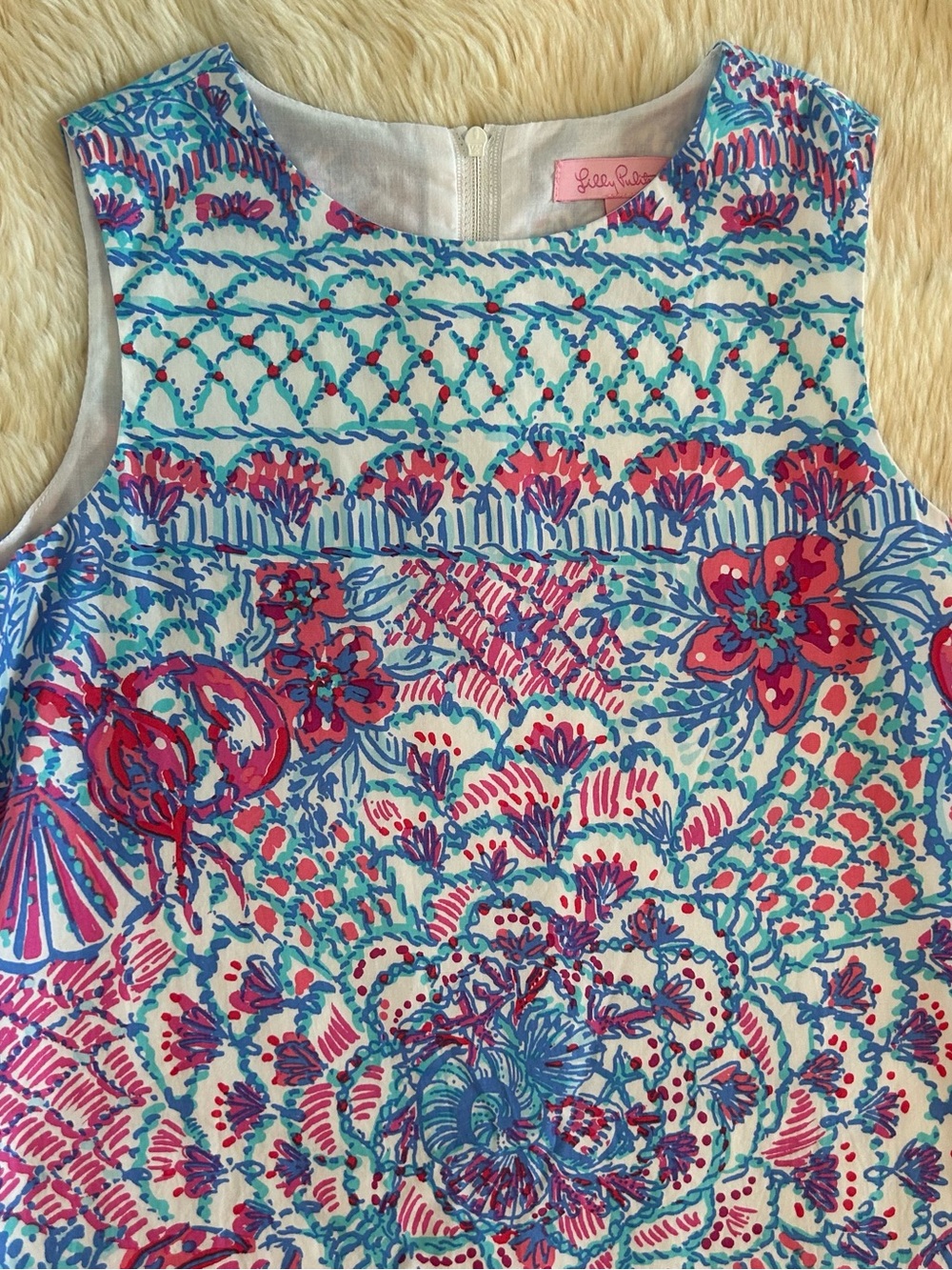 Lilly Pulitzer Multicolor Floral Print Sleeveless Dress (Pink, Blue, Teal)